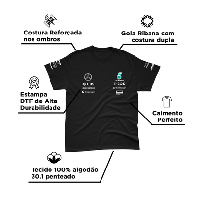 Camiseta Algodão Mercedes 2024 Preta