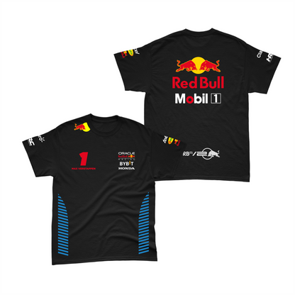 Camiseta Algodão Max Verstappen Red Bull Racing 2024 Preta