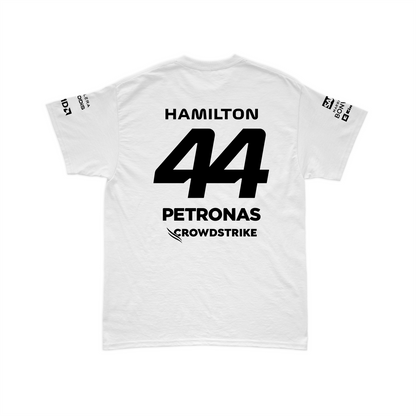 Camiseta Algodão Lewis Hamilton Mercedes 2024 Branca