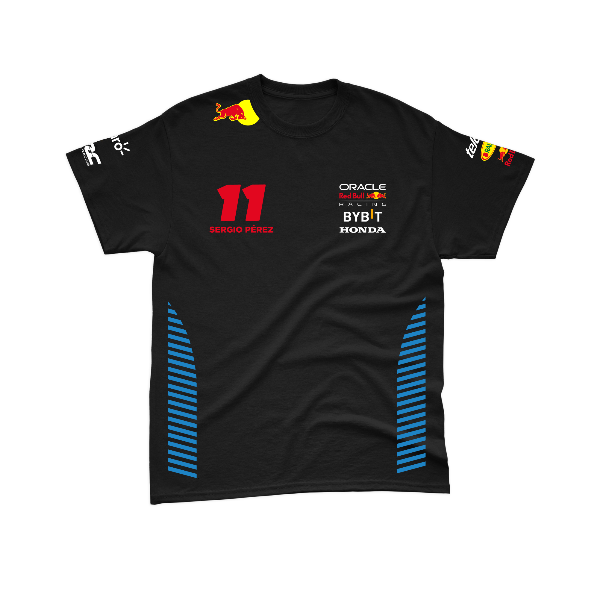 Camiseta Algodão Sergio Perez Red Bull Racing 2024 Preta