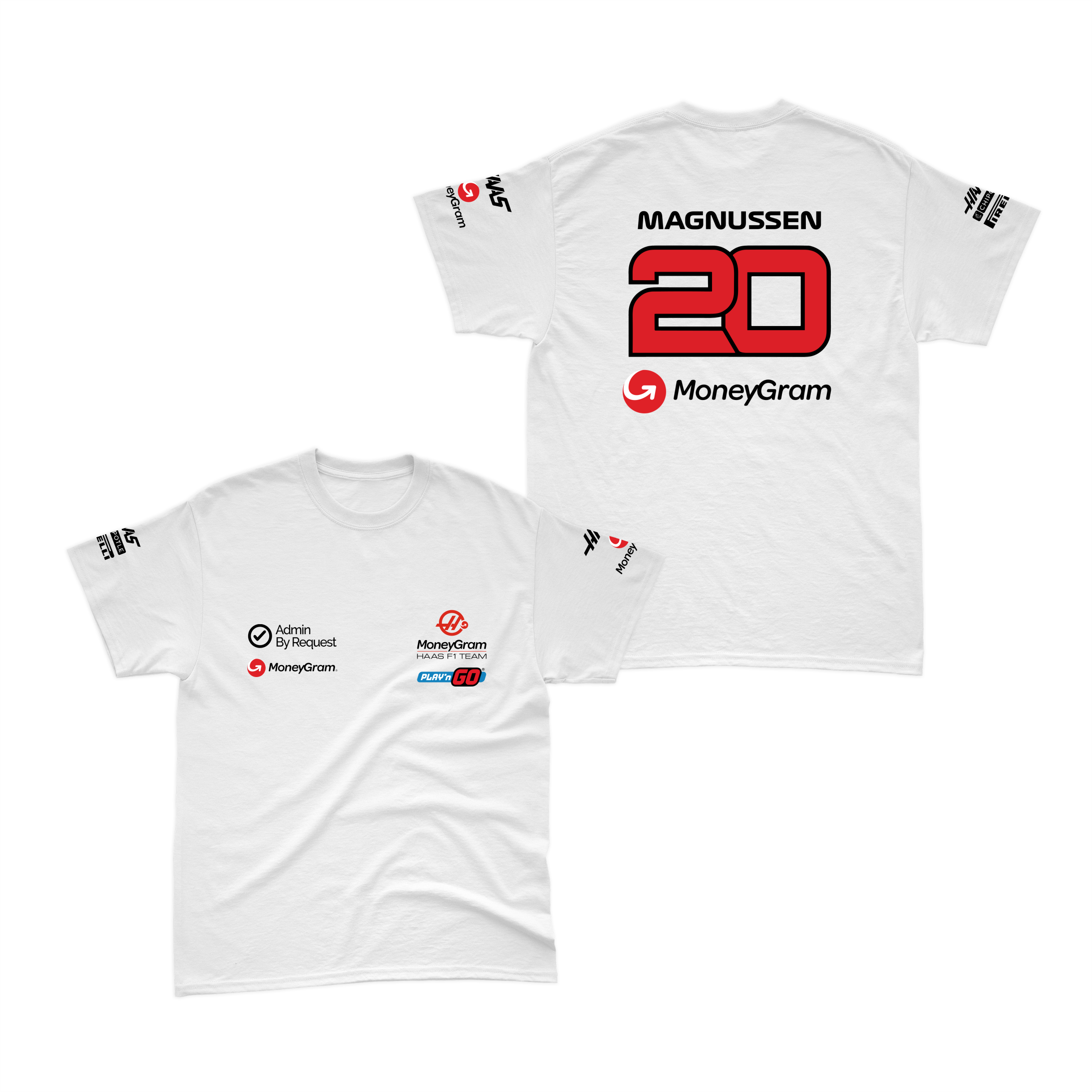Camiseta Algodão Kevin Magnussen Haas F1 2024 Branca