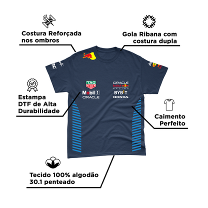 Camiseta Algodão Red Bull Racing 2024 Azul Marinho