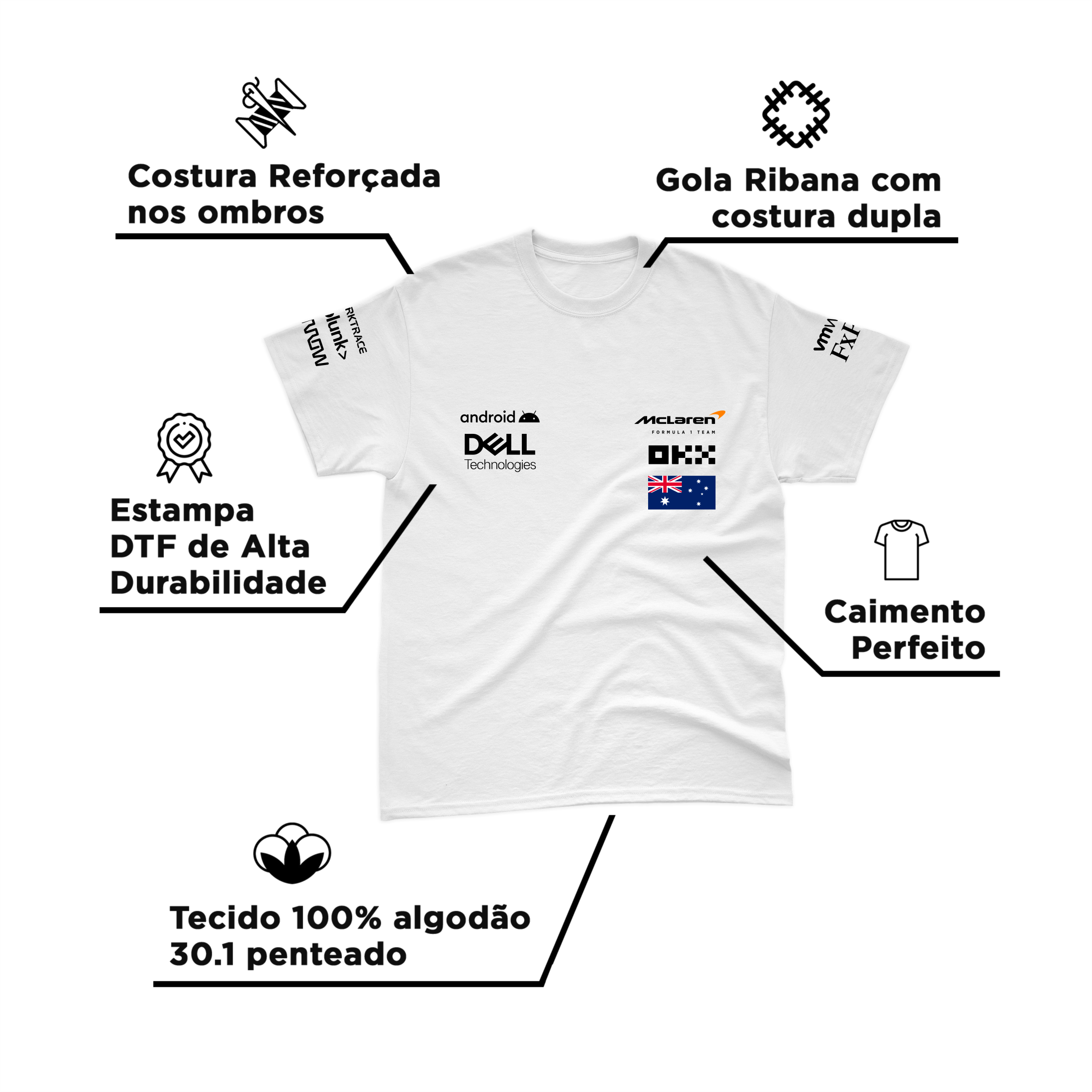 Camiseta Algodão Lando Norris Mclaren 2024 Branca