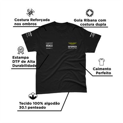 Camiseta Algodão Aston Martin 2024 Preta