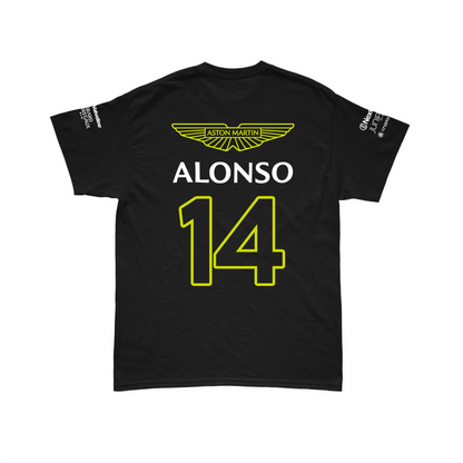 Camiseta Algodão Fernando Alonso Aston Martin 2024 Preta