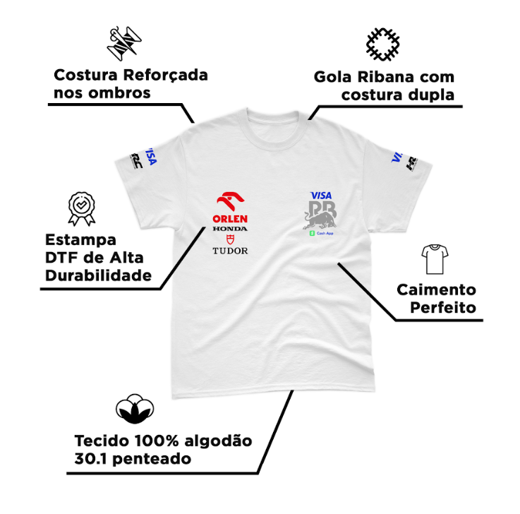 Camiseta Algodão Visa Racing Bulls Branca 2024