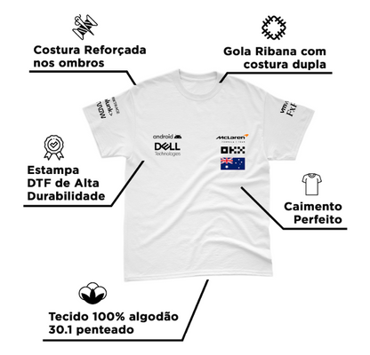 Camiseta Algodão Oscar Piastri Mclaren 2024 Branca