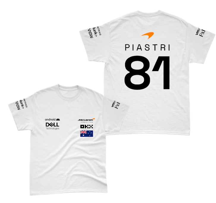 Camiseta Algodão Oscar Piastri Mclaren 2024 Branca