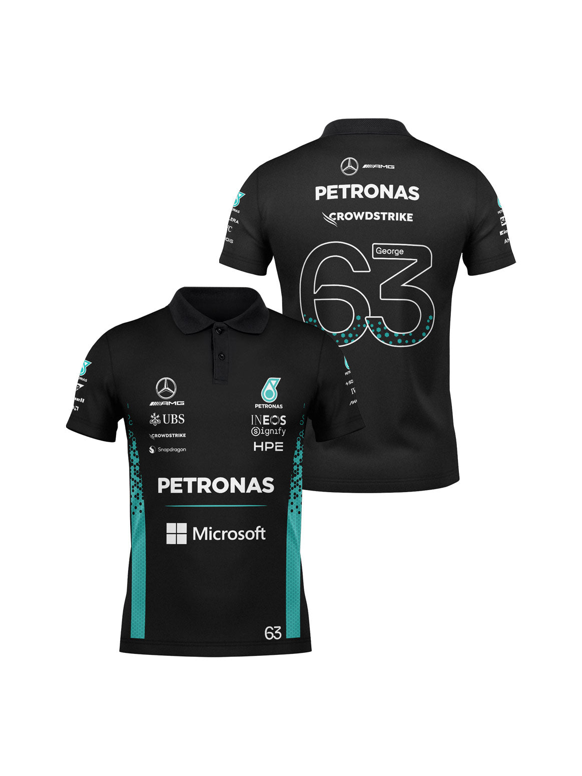 Camisa Polo George Russell Mercedes F1 2026 Preta