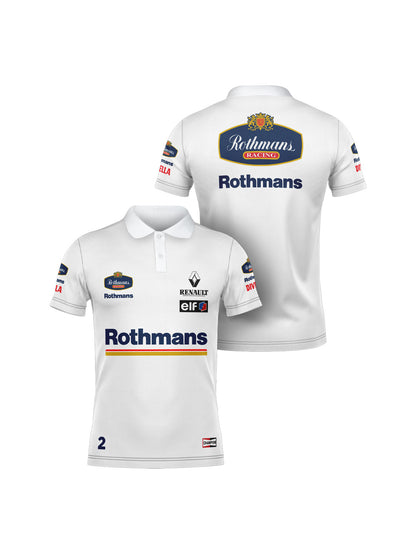 Camisa Polo Wlliams Retrô Rothmans Racing Branco