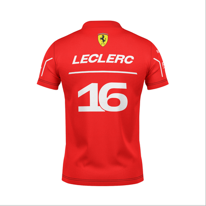 Camiseta Polo Ferrari Leclerc Vermelho 2025