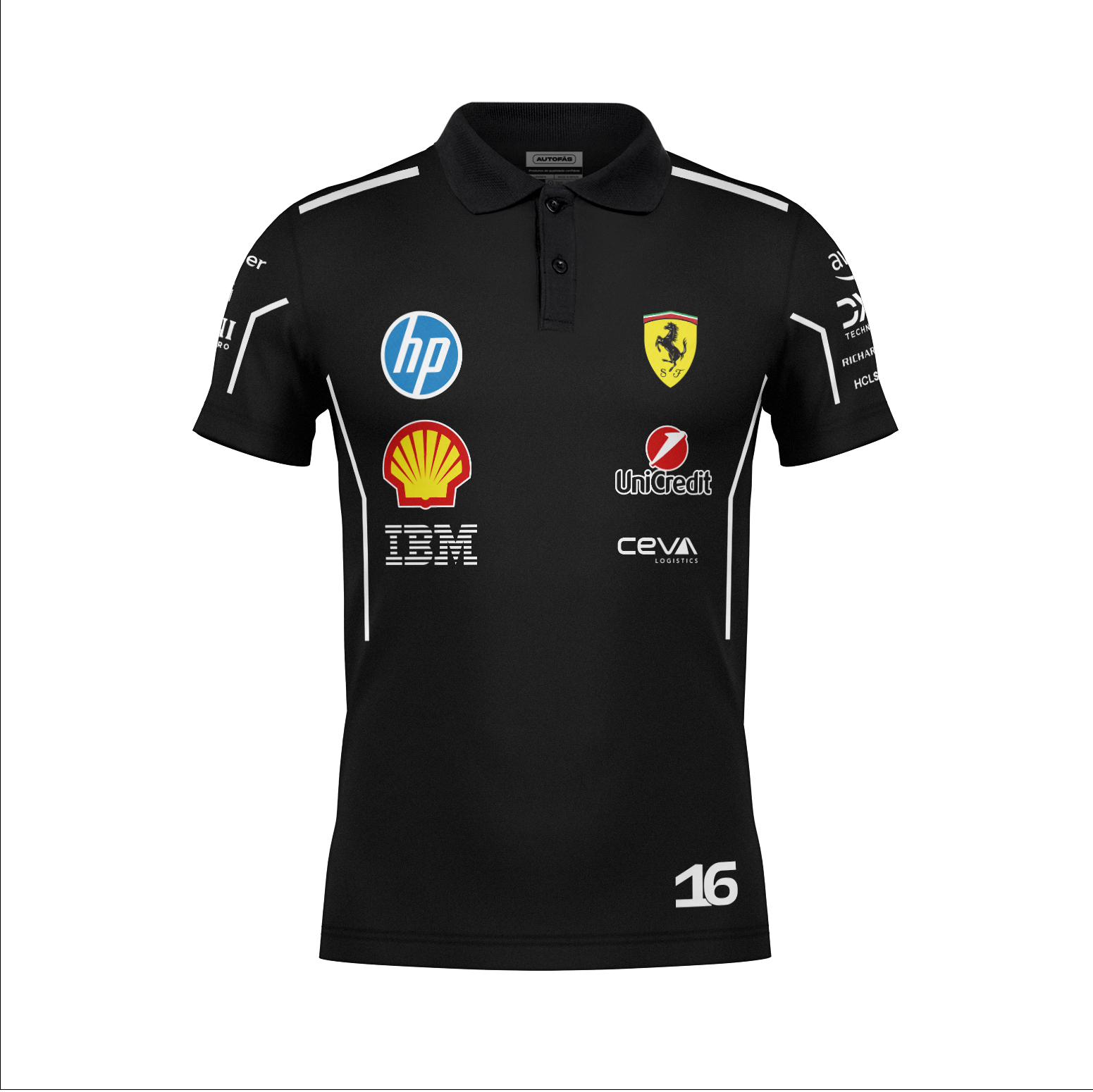 Camiseta Polo Ferrari Leclerc Preto 2025