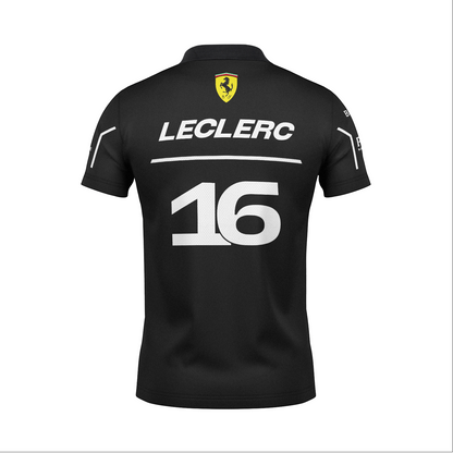 Camiseta Polo Ferrari Leclerc Preto 2025