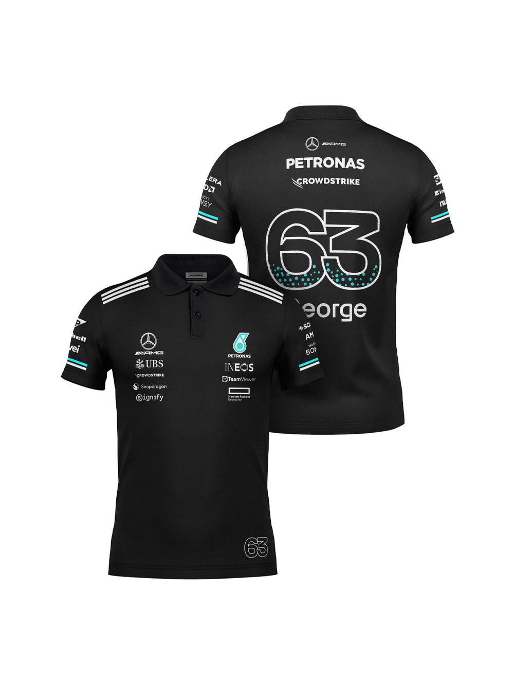 Camiseta Polo Mercedes George Russell Preto 2025