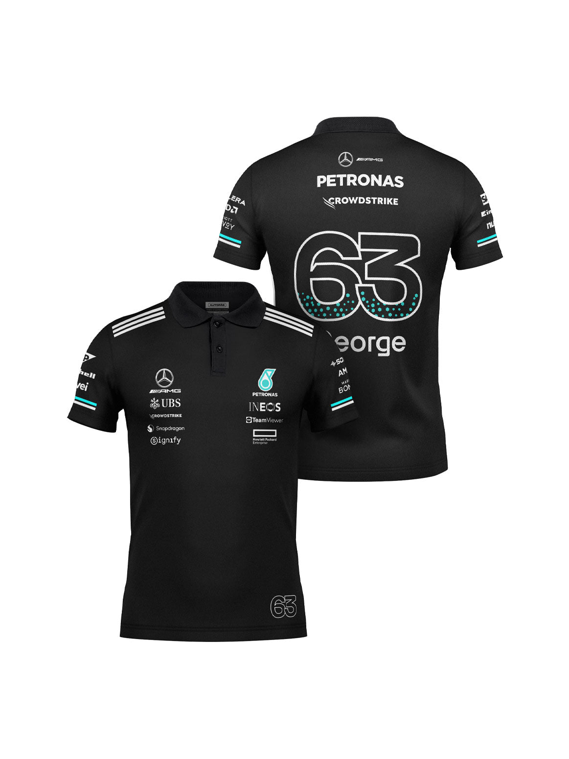 Camiseta Polo Mercedes George Russell Preto 2025