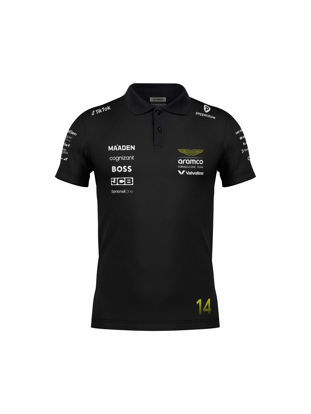 Camiseta Polo Aston Martin Fernando Alonso Preto 2025