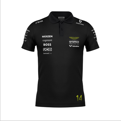 Camiseta Polo Aston Martin Fernando Alonso Preto 2025