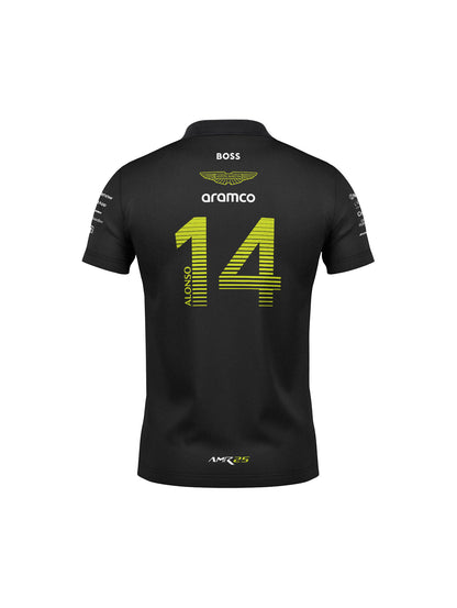 Camiseta Polo Aston Martin Fernando Alonso Preto 2025