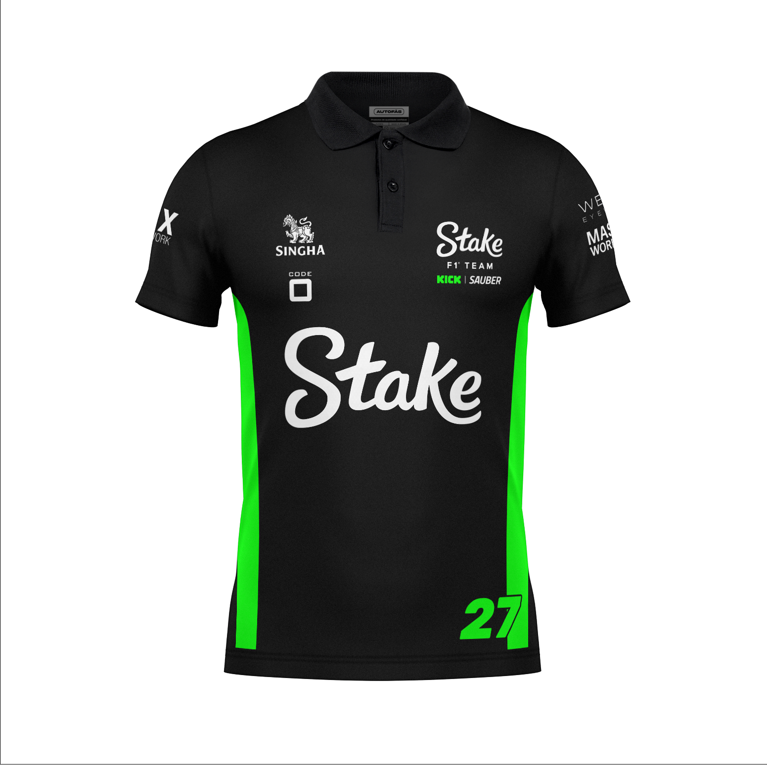 Camiseta Polo Stake Sauber Hulkenberg Preto 2025