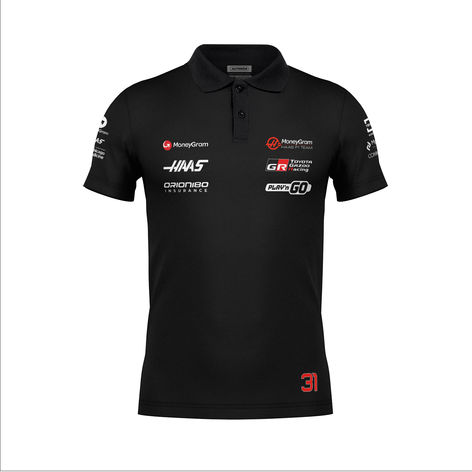 Camiseta Polo Haas Esteban Ocon Preto 2025