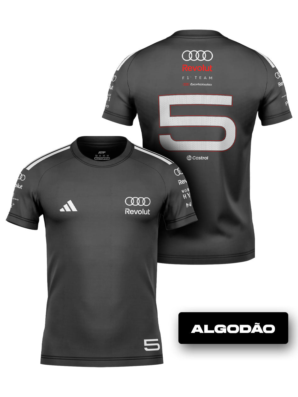 Camiseta Audi Bortoleto 2026 Algodão Cinza Raglan