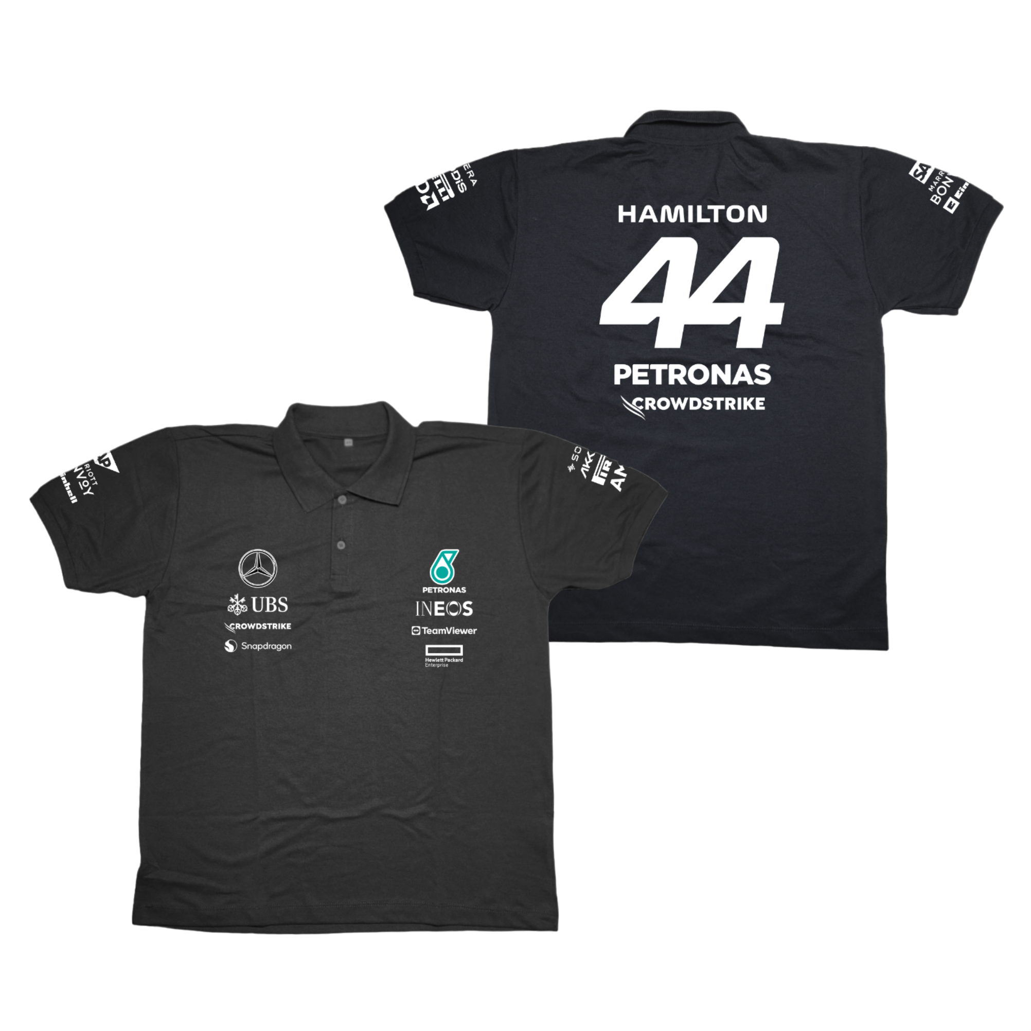 Camisa Polo Lewis Hamilton Mercedes 2024 Preta
