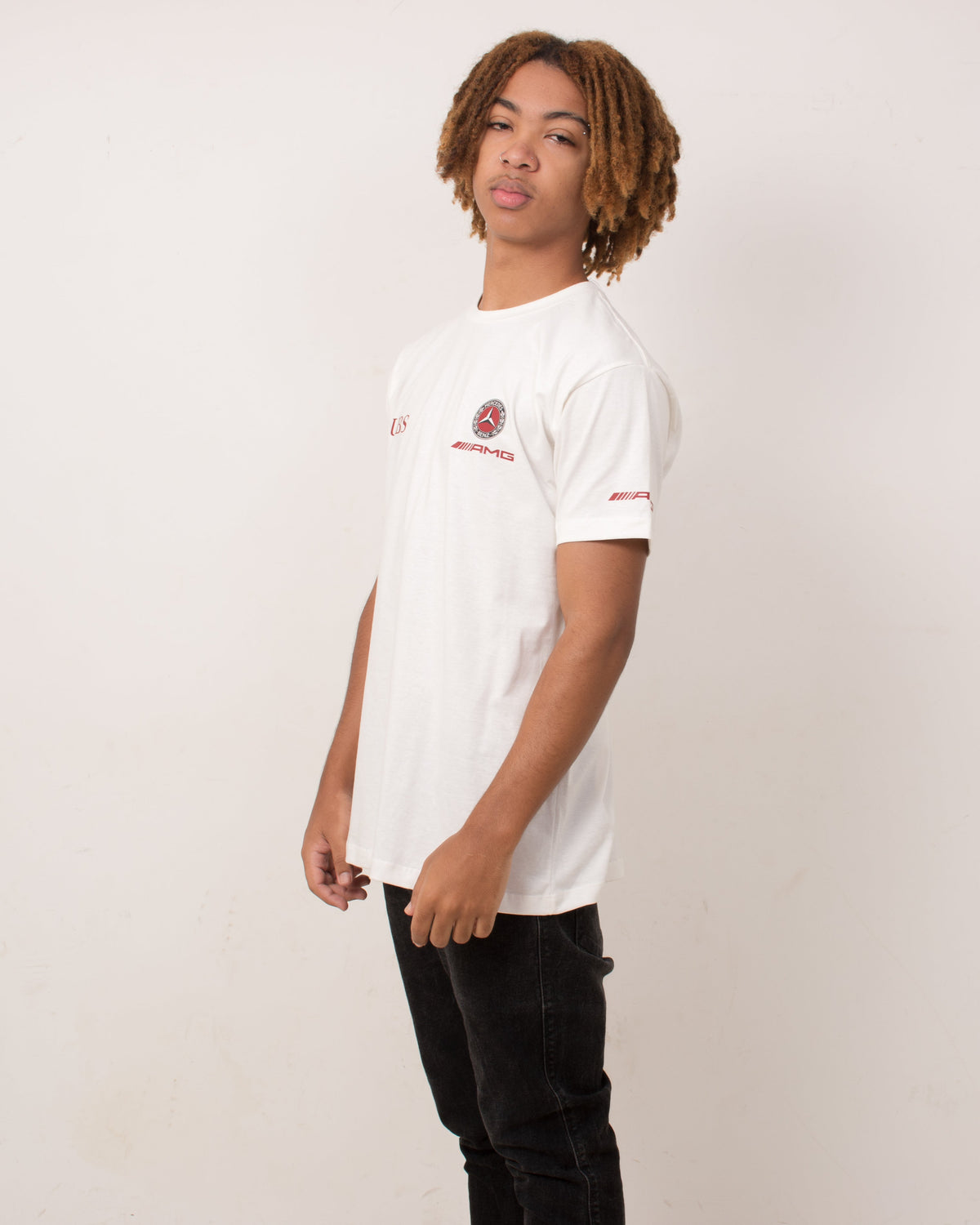 Camiseta Mercedes Logo Retrô Off White Algodão