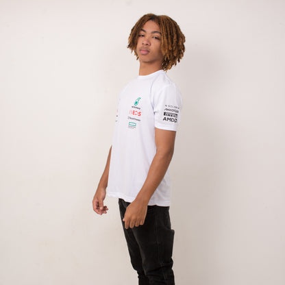 Camiseta DryFit Mercedes 2024 Branca Lewis Hamilton