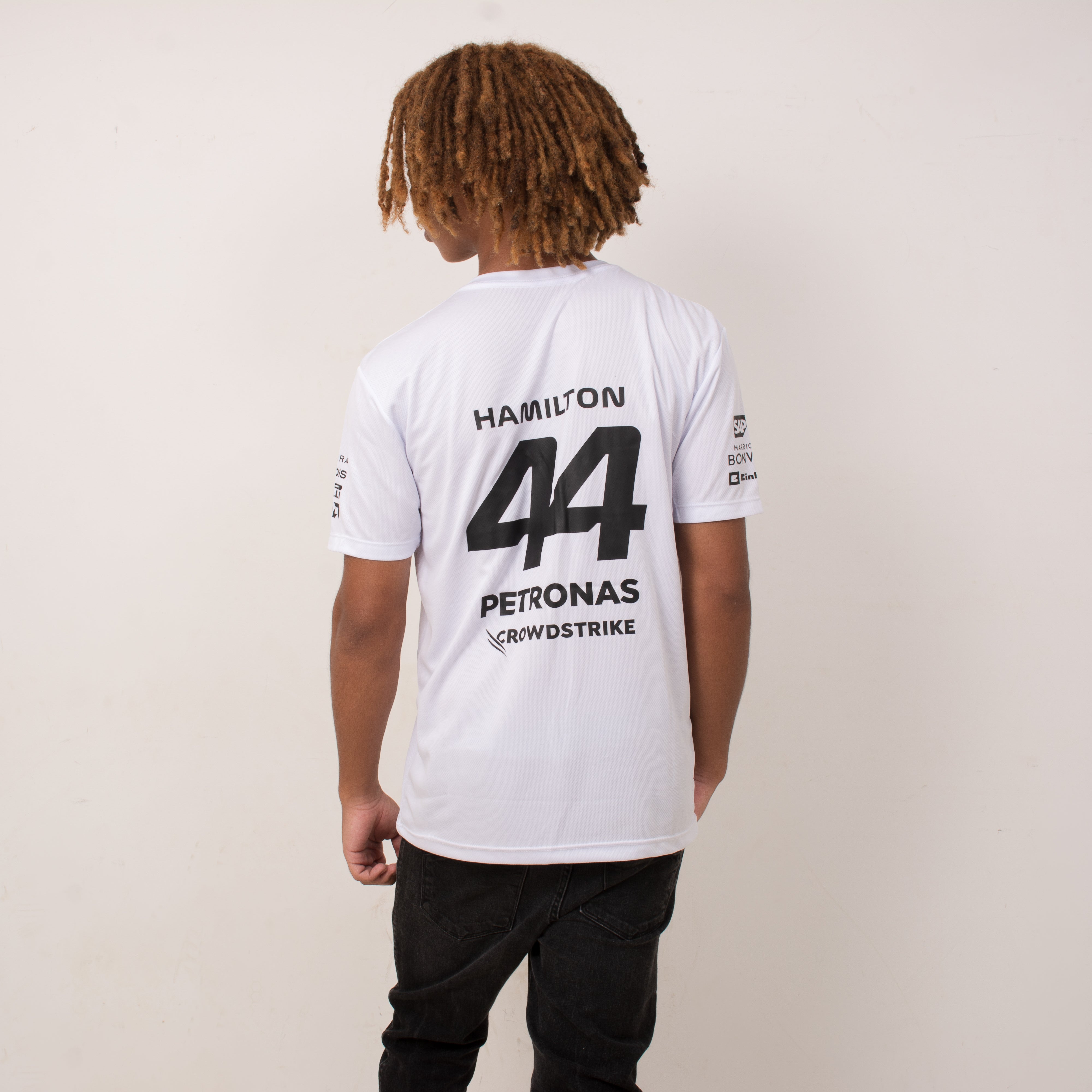 Camiseta DryFit Mercedes 2024 Branca Lewis Hamilton
