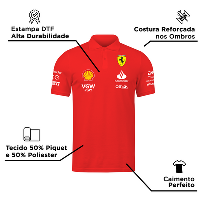 Camisa Polo Ferrari 2024 Vermelha SALDÃO FV