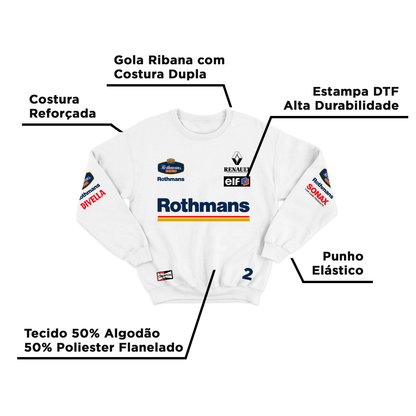 Moletom Williams Retrô Rothmans Racing Branco