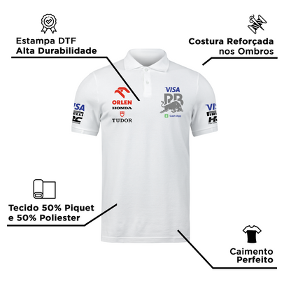 Camisa Polo Daniel Ricciardo Visa Racing Bulls Branca 2024