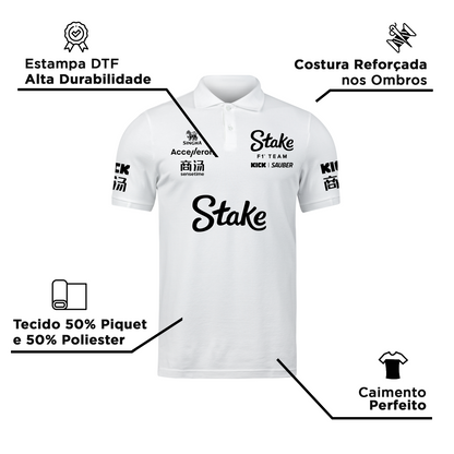 Camisa Polo Gabriel Bortoleto Stake Sauber 2024 Branca SN