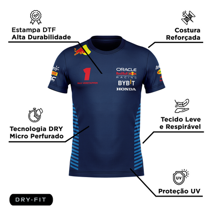 Camiseta DryFit  Max Verstappen Red Bull Racing 2024 Azul Marinho