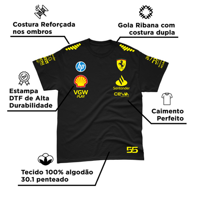 Camiseta Algodão Carlos Sainz Ferrari Edição Especial Monza 2024