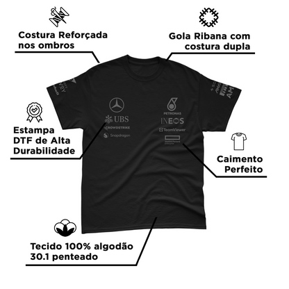 Camiseta Algodão Mercedes 2024 All Black George Russell