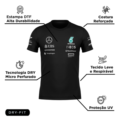 Camiseta DryFit Mercedes 2024 Preta George Russell