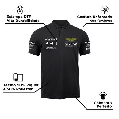 Camisa Polo Aston Martin 2024 Preta