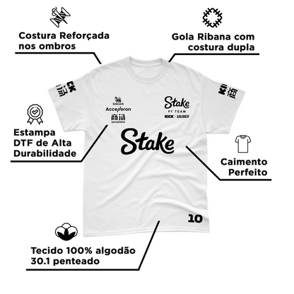 Camiseta Gabriel Bortoleto Stake Sauber 2024 Branca 100% Algodão