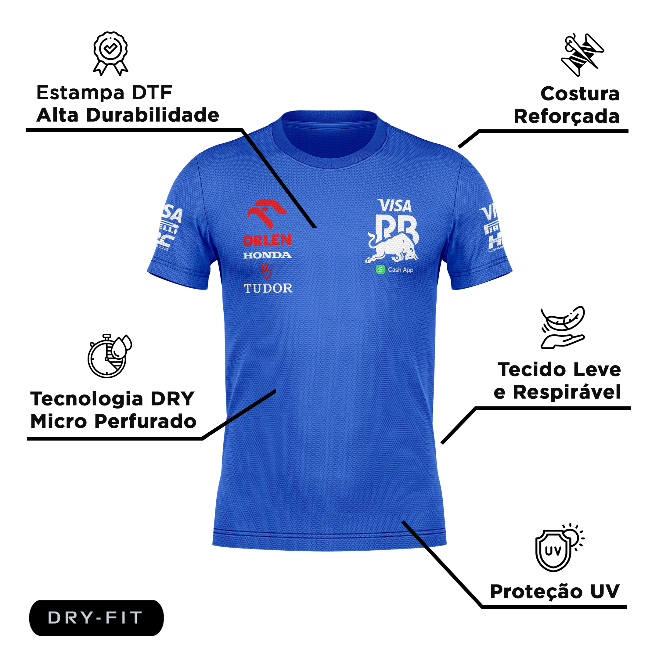 Camiseta DryFit Visa Racing Azul Royal 2024