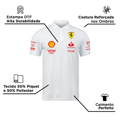 Camisa Polo Ferrari 2024 Branca