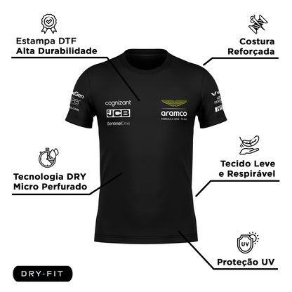 Camiseta DryFit Aston Martin 2024 Preta