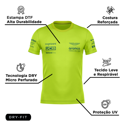 Camiseta DryFit Aston Martin 2024 Verde Neon