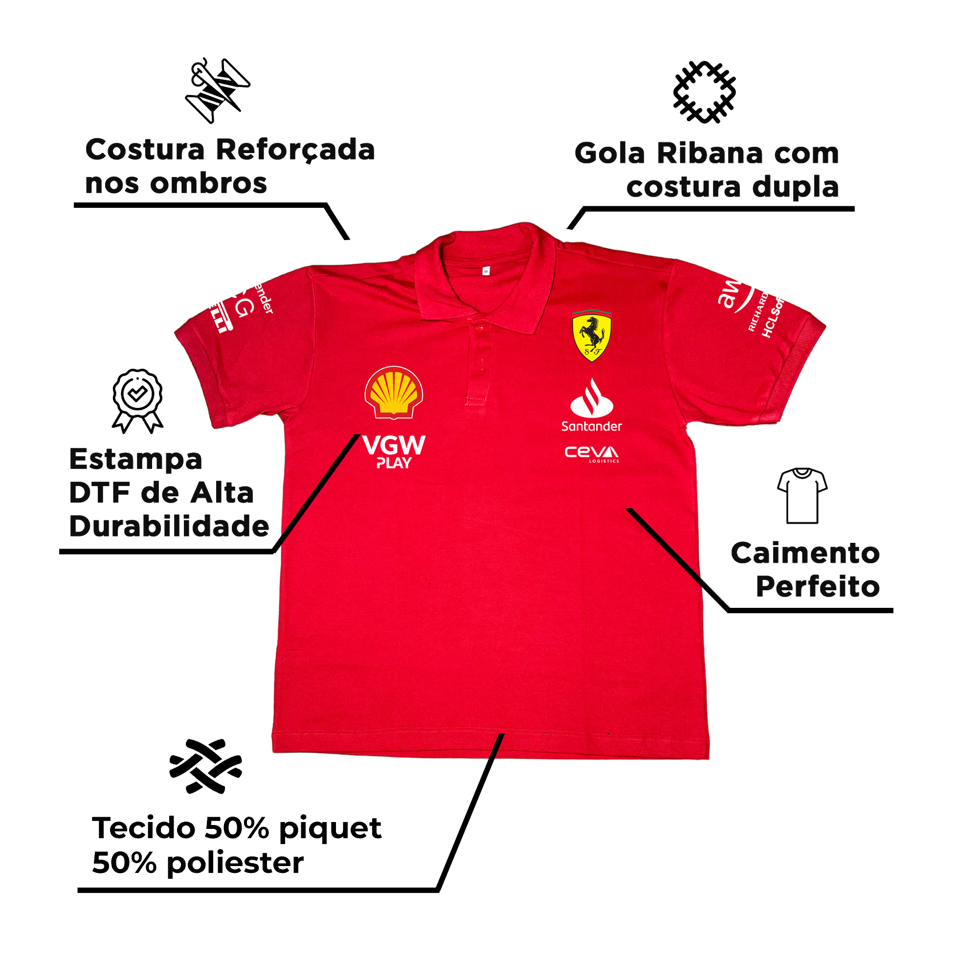 Camisa Polo Ferrari 2024 Vermelha