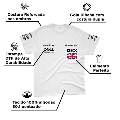 Camiseta Algodão Lando Norris Mclaren 2024 Branca