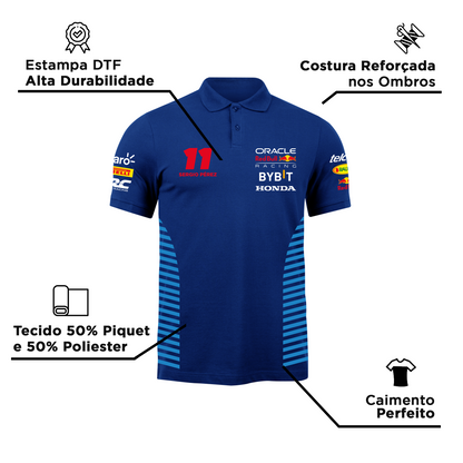 Camisa Polo Sergio Perez Red Bull Racing 2024 Azul Marinho