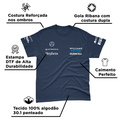 Camiseta Algodão Williams 2024 Azul Marinho