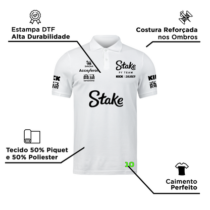 Camisa Polo Gabriel Bortoleto Stake Sauber 2024 Branca