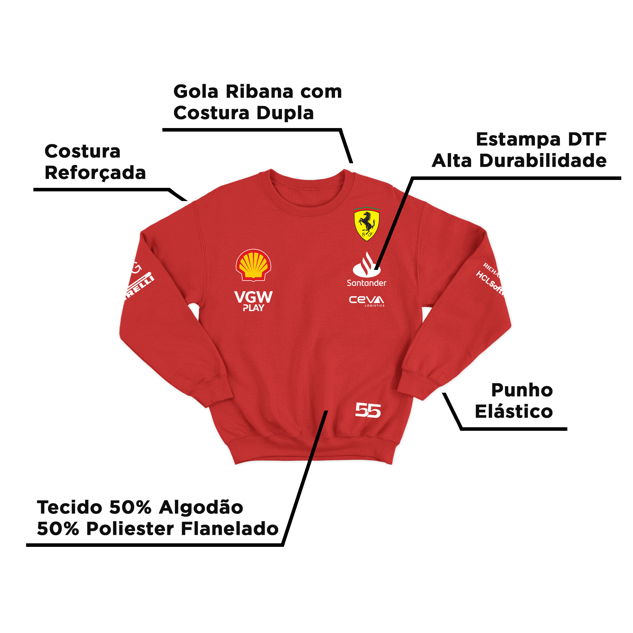 Moletom Ferrari Vermelho 2024 Carlos Sainz