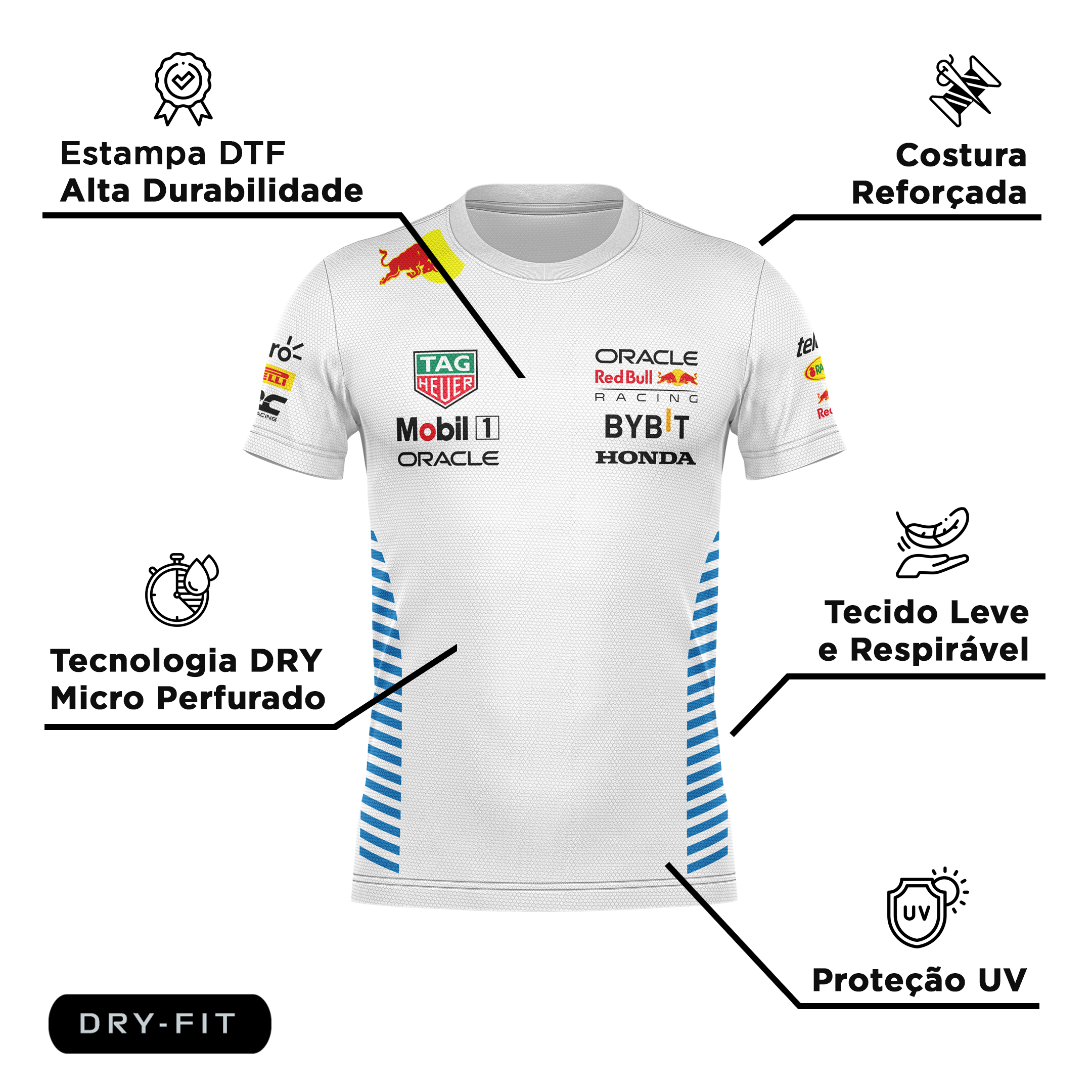Camiseta DryFit Red Bull Racing 2024 Branca